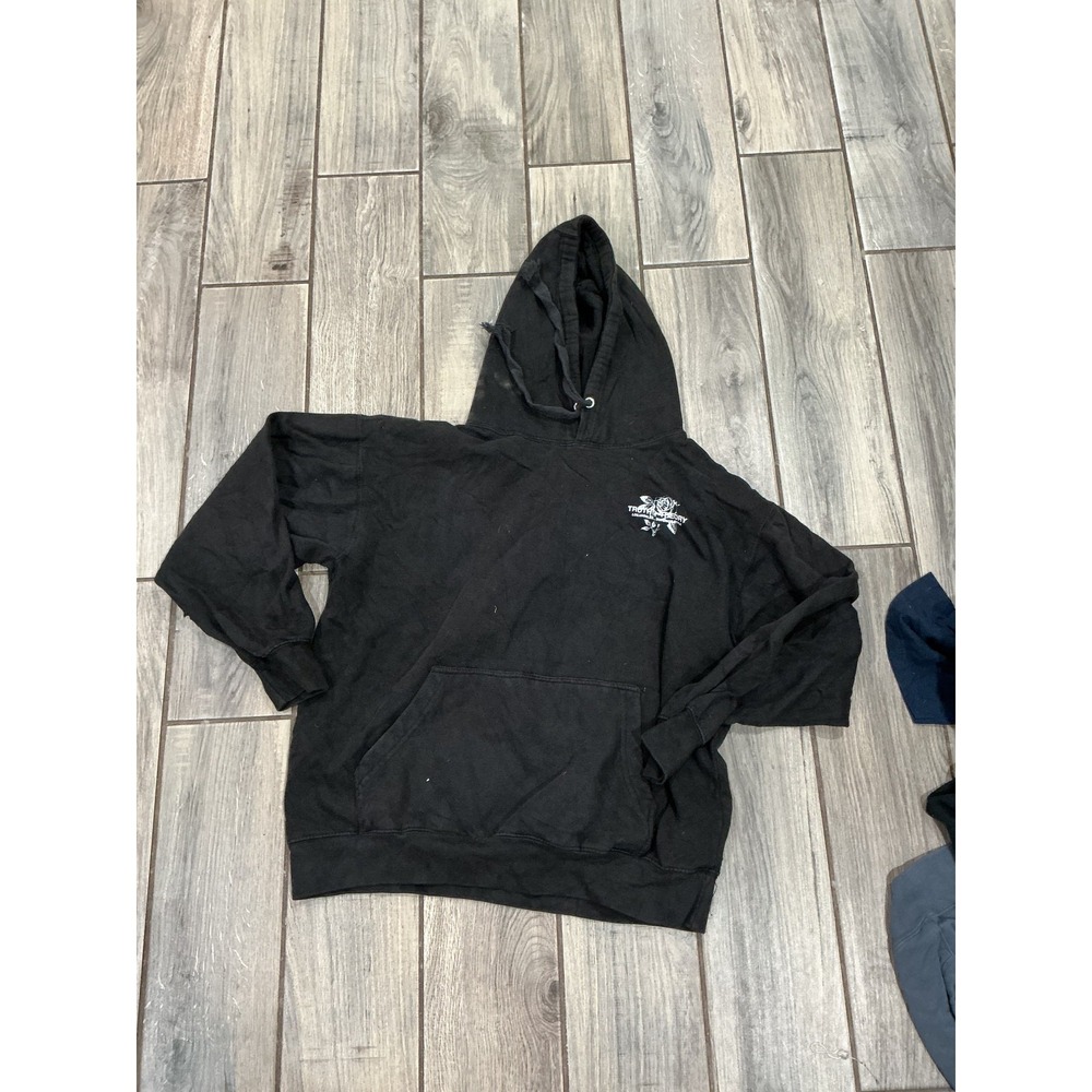 TRUTH + THEORY Men's Black Pullover‎ Hoodie Size L Rose Graphic Print Activewear